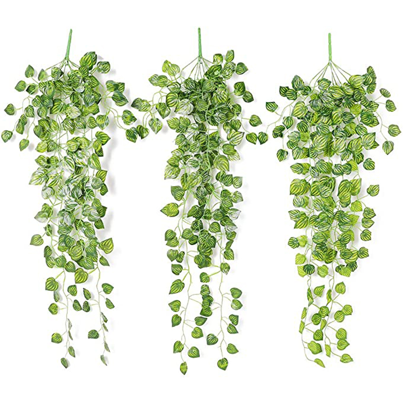 Artificial Basket Rattan Hangi - Pilea Peperomioides avis et prix