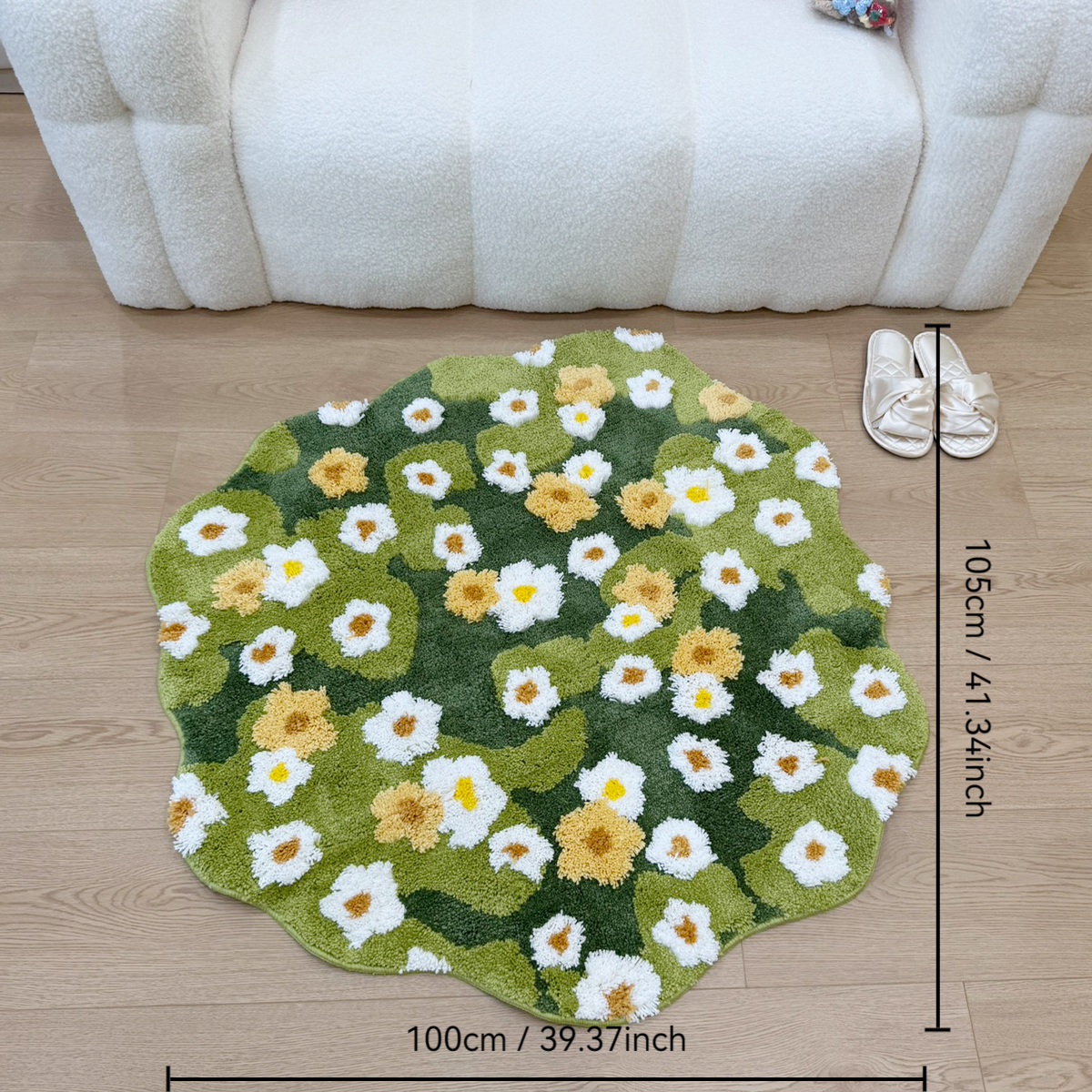 Green Meadow Daisy Tufted Rug, - Maranta Prayer Plant avis et prix