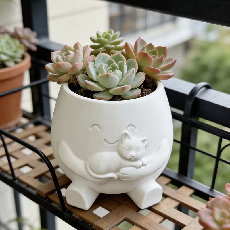 3D Printed Cat Flowerpot Decor - Echeveria Succulent avis et prix